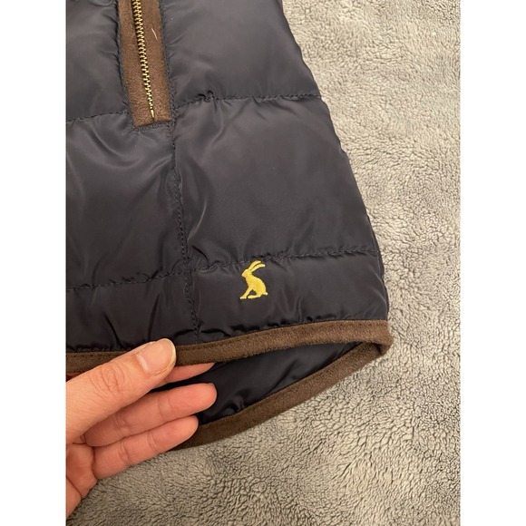 Joules, UK Women's Navy & Brown Suede Trim Full Zip Vest Size S No hood - Picture 6 of 10